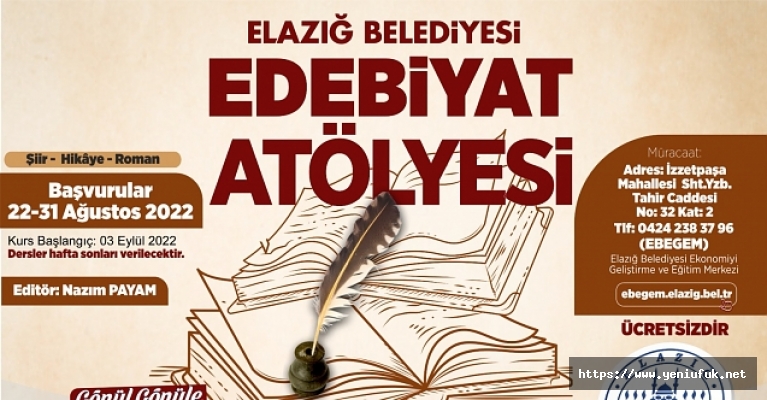 “EDEBİYAT ATÖLYESİ” 3 EYLÜL’DE BAŞLAYACAK