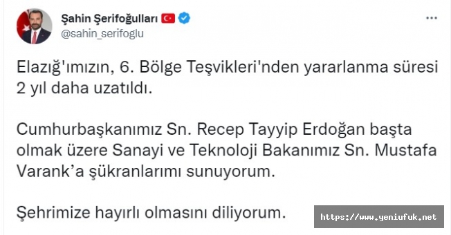 “Şehrimize hayırlı olmasını diliyorum”